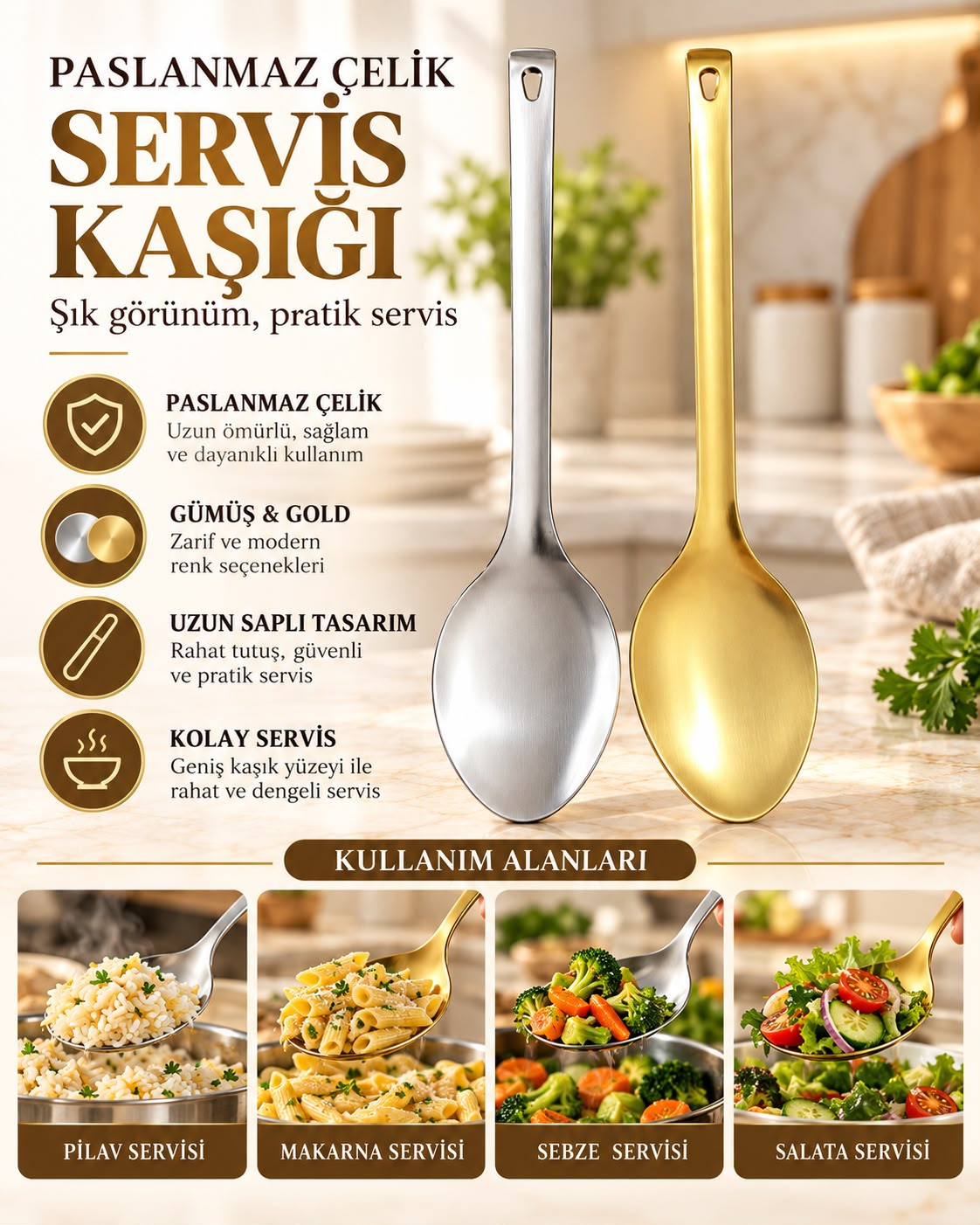 Paslanmaz Çelik Servis Kaşığı
