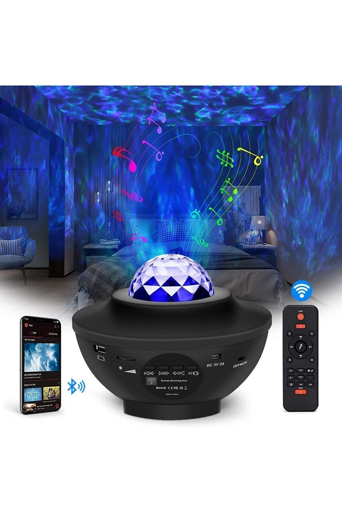 Galaxy Lazer Işıklı Disko Topu Bluetooth Hoparlör Parti Led Lambası