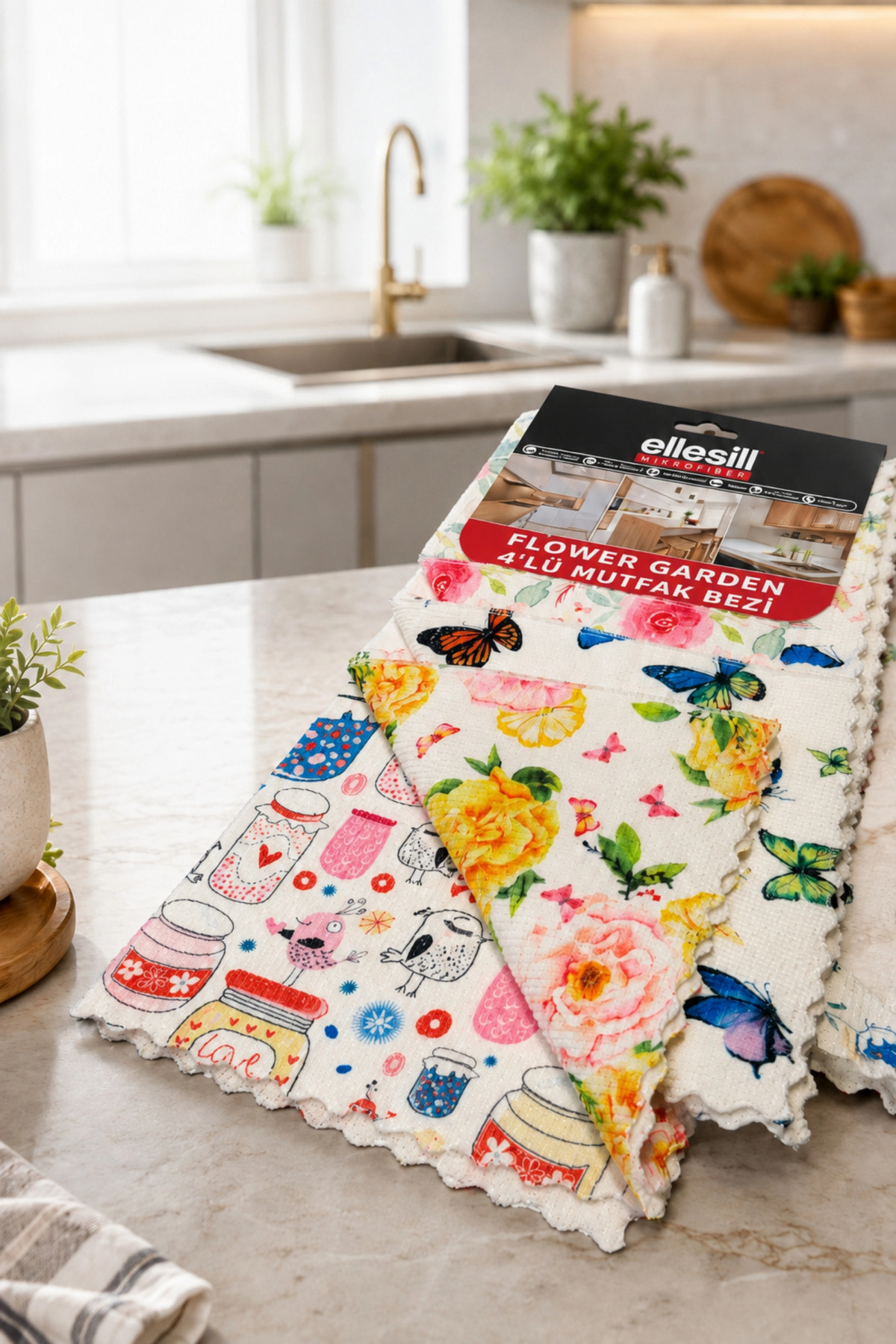 ElleSill Flower Garden 4Lü Mutfak Bezi 32*32 CM