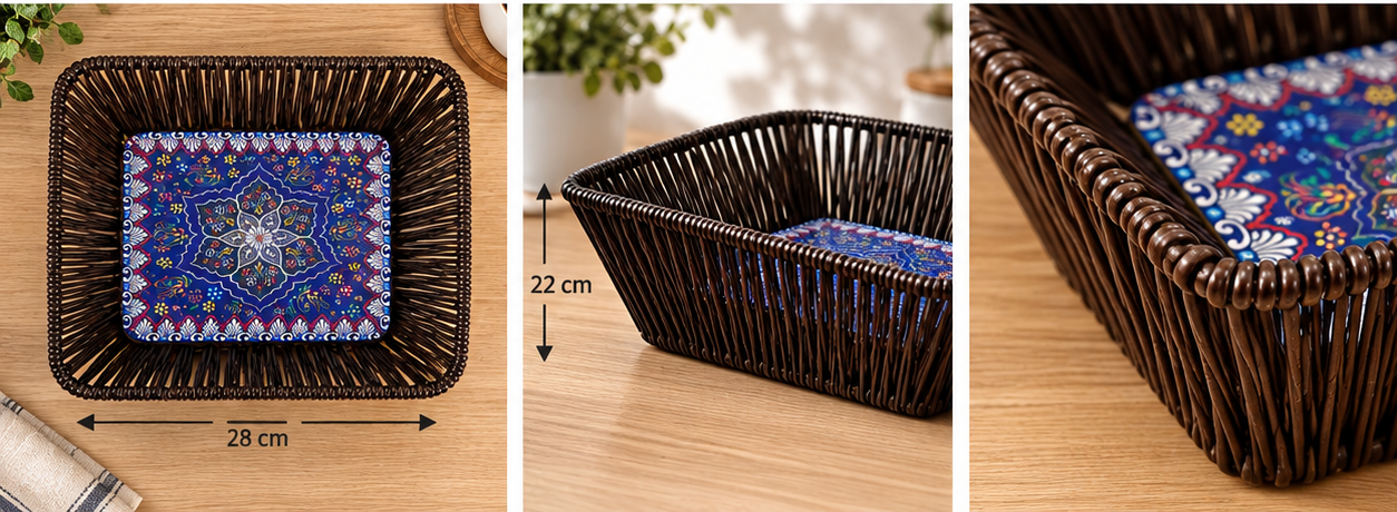 Rattan Çini Desenli Organizer 22x28 CM CE-7129