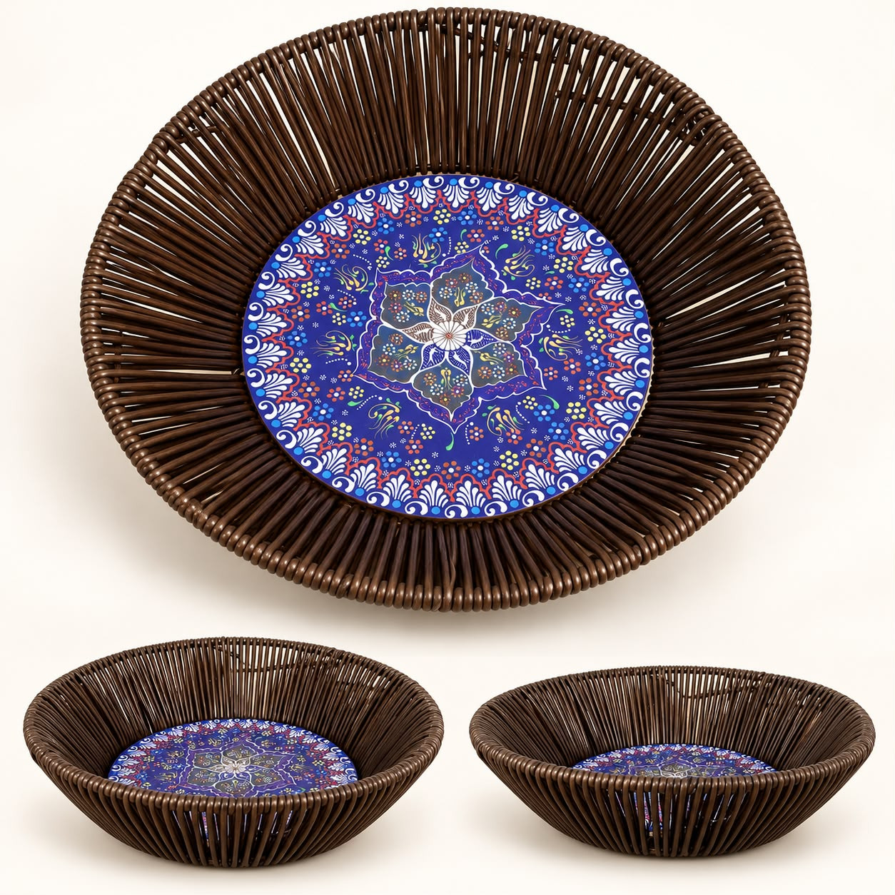 Rattan Çini Desenli Ekmeklik Yuvarlak CE-7044