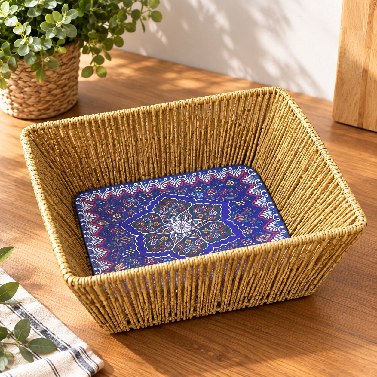 Rattan Çini Desenli Organizer Dikdörtgen 22x28 CM CE-7082