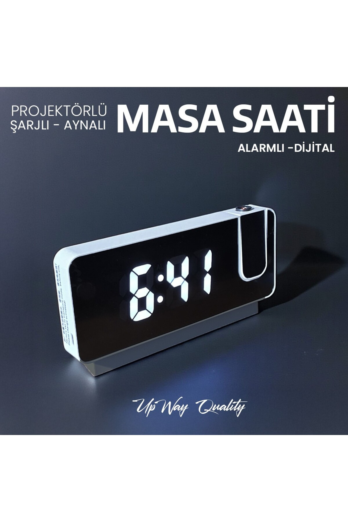 Projektörlü Aynalı Alarmlı Şarjlı Dijital Masa Saati