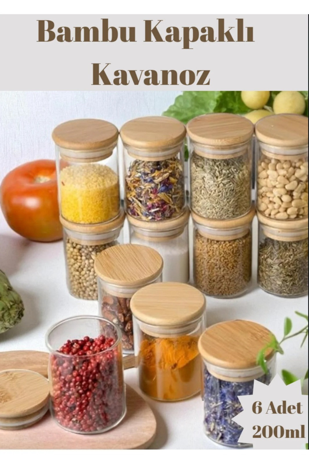 CB HOME BAMBU KAPAK KAVANOZ 6 PARÇA